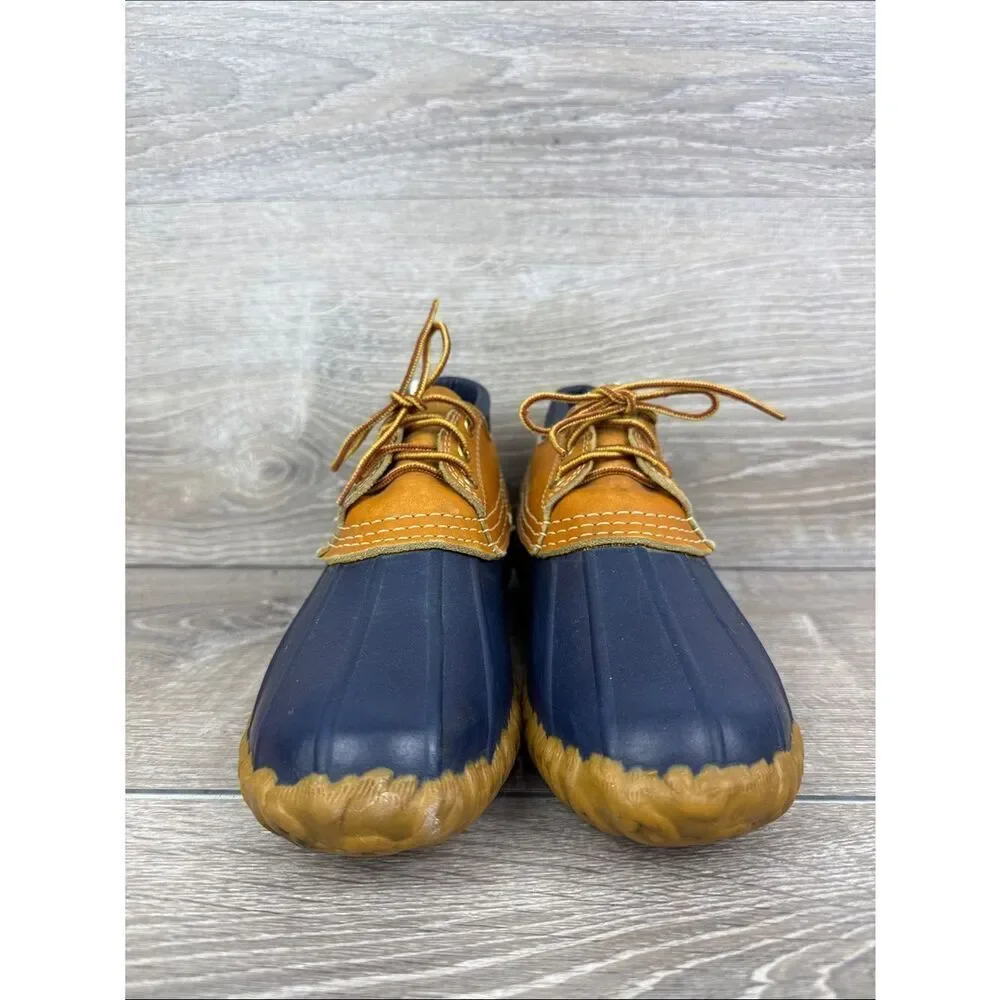 L.L. Bean Maine Hunting Shoe Women’s Sz 8 Waterproof Tan Leather Navy Moc Boots